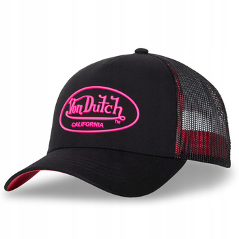 Czarna czapka Von Dutch z różowym logo Czapka z daszkiem Von Dutch unisex